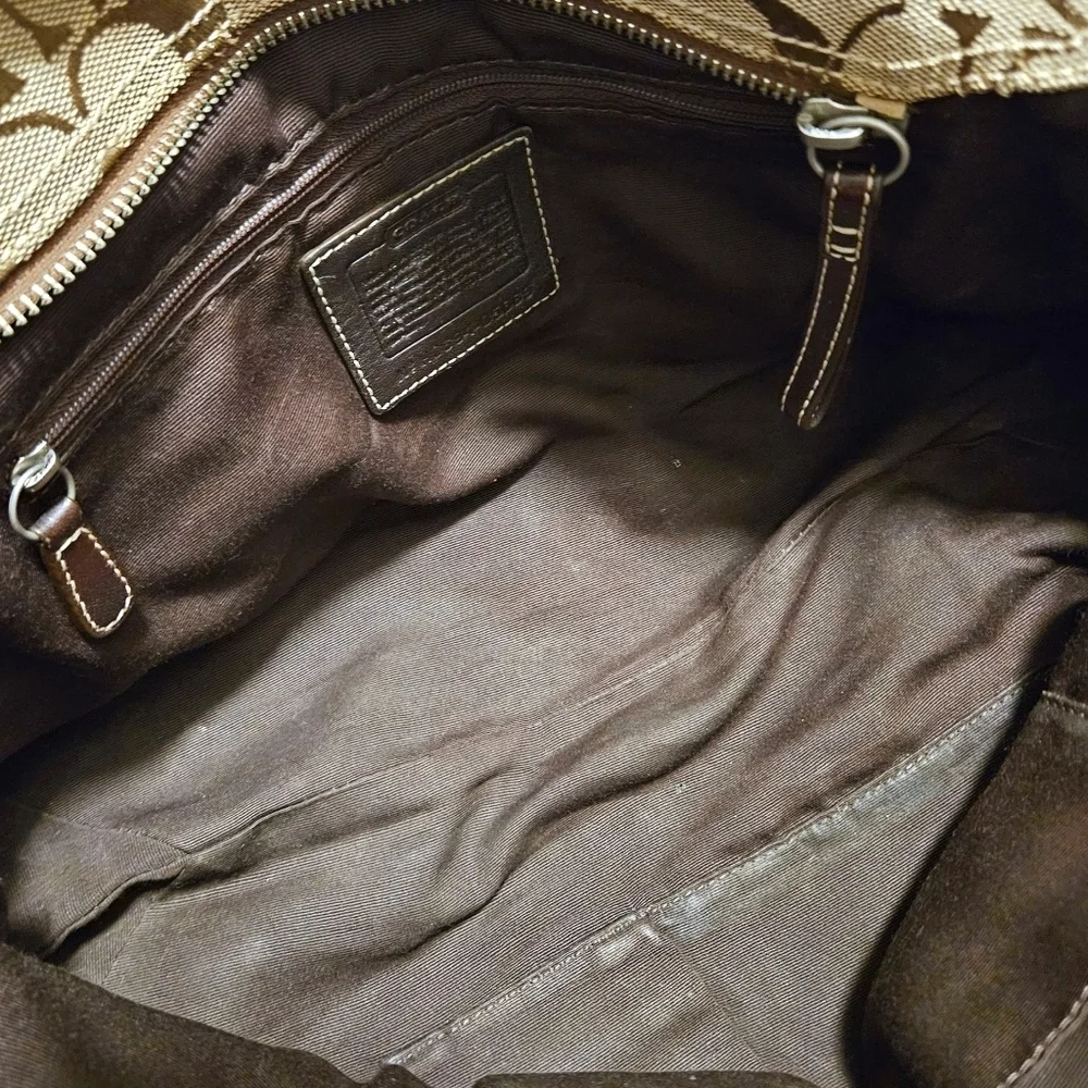 Vtg Coach 05079 Brown Soho Signature Jacquard Leather Satchel Purse Shoulder Bag